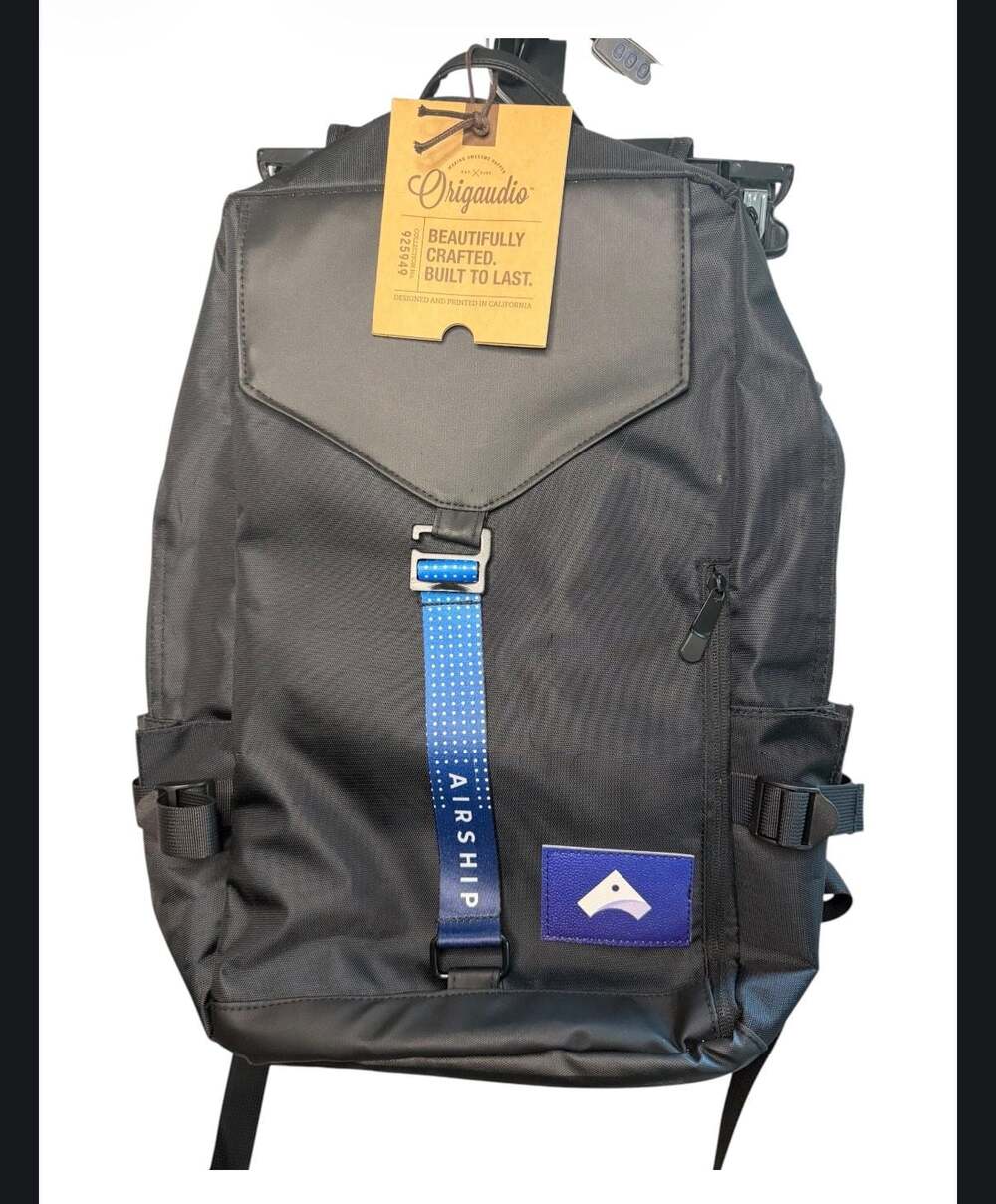 Origaudio Maguire Pack Black Backpack with Blue Airship Strap NWT